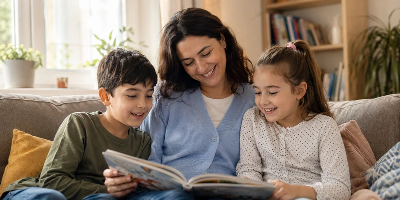 Mère roumaine aimante avec ses enfants